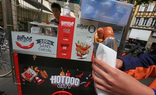 Strasbourg, le 9 juin 2015 - Un des trois triporteurs de Hot Dog City.