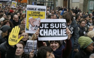 Des milliers de personnes participent à la marche républicaine le 11 janvier 2015 à Paris