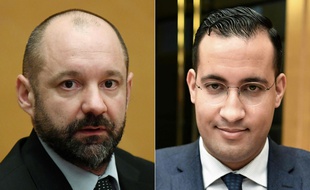 Vincent Crase et Alexandre Benalla (Photos by Alain JOCARD and Bertrand GUAY / AFP)