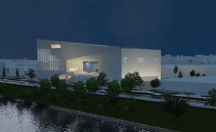 Vue nocturne de la future MECA (Maison de l'économie créative et de la culture) d'Aquitaine