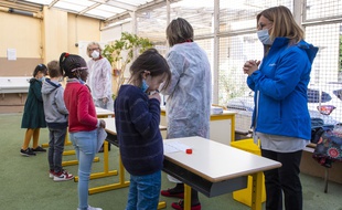 Lors de tests salivaires dans une école de Nice. (illustration)