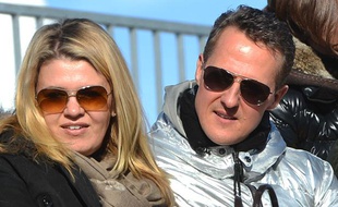 Michael Schumacher avec sa femme Corrina à St Moritz (Suisse) le 27 janvier 2013.