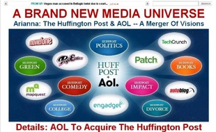 Capture d'écran du Huffington Post, annonçant en home le rachat par AOL, le 7 février 2011.
