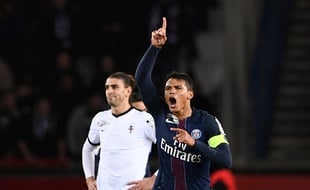 Thiago Silva fête son but contre Metz le 11 janvier 2017.
