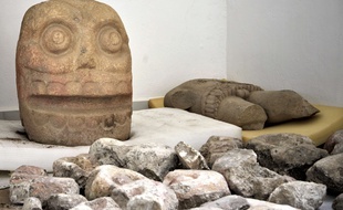 Une statue représentant la tête de Xipe Totec, le «dieu des écorchés», divinité de la fertilité et de la guerre.