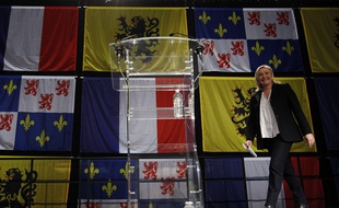 Marine Le Pen à Hénin-Beaumont au soir du premier tour des élections régionales, le 6 décembre 2015.
