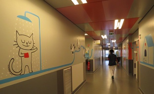 Paris, le 10 décembre 2014, le service de pédiatrice générale de l'hôpital Necker a été décoré par des illustrateurs de l'Ecole des Loisirs.
