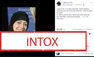 La publication Facebook annonçant à tort l'exécution de la militante saoudienne Samar Badawi.