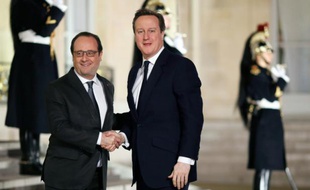 François Hollande reçoit le Premier ministre britannique, David Cameron, à l'Elysée, le 15 février 2016
