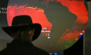 Vue du pavillon américain à la COP21, le 9 décembre 2015 au Bourget près de Paris