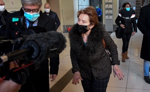 Jacqueline Veyrac et son avocat Me Luc Febbraro, le 8 janvier 2020 au palais de justice de Nice