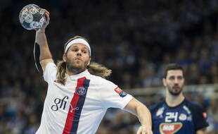 Mikkel Hansen, durant un match de C1 du PSG en février 2020.