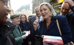 Marine Le Pen (FN) était à Fougères (Ille-et-Vilaine) samedi 26 octobre 2013.