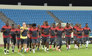 L'équipe du Cameroun à l'entraînement, le 19 janvier 2015, à Malabo.