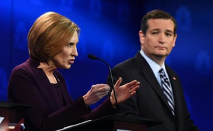Carly Fiorina et Ted Cruz le 28 octobre 2015 à Boulder dans le Colorado