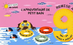 Visuel officiel de la soirée d'anniversaire du bar flottant le Petit Bain