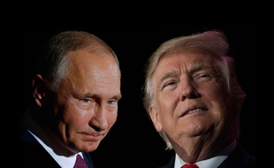Photomontage de Donald Trump et Vladimir Poutine.