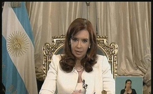 La présidente argentine Cristina Kirchner, lors d'une allocution télévisée, le 16 juin 2014 à Buenos Aires