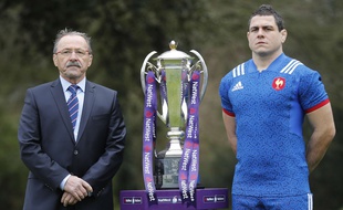 Jacques Brunel et Guilhem Guirado avant le début du Tournoi 2019.