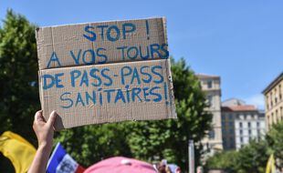 Lors d'une manifestation anti-pass sanitaire (illustration)