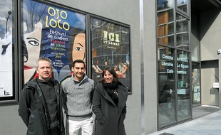 Bruno Thivillier, directeur du Méliès, et deux membres de Fa Sol Latino.