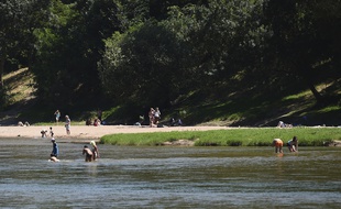 Des baigneurs dans la Loire en été.