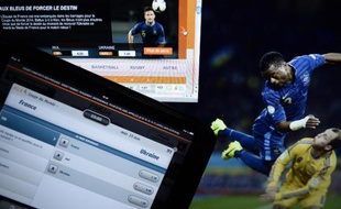 Photo d'un écran d'une tablette ou sont inscrits des paris de matchs de football