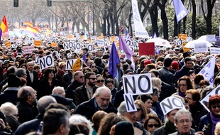 Une manifestation contre le projet de loi sur l'avortement à Madrid.