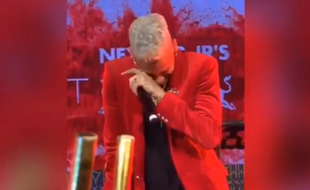 Neymar très ému lors de son discours d’anniversaire.