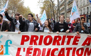 Manifestation de membres de l'Unef, le 11 octobre 2011 à Paris.