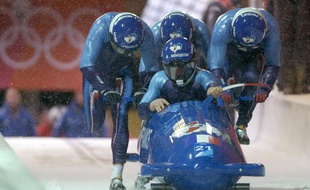 Le bob à quatre français lors des JO de Turin, le 24 février 2006.