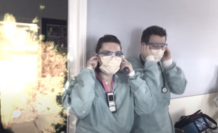 Extrait de la parodie «La casaque de Papel», réalisée par des soignants de l'hôpital privé Saint-Philibert à Lomme, dans le Nord.