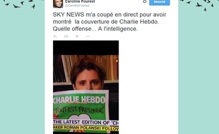 Caroline Fourest a tweeté ce message après avoir été coupée par Sky News pour avoir montré la une de «Charlie Hebdo» en direct.