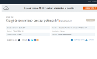 L'offre d'emploi postée sur le site "Cadremploi"