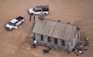 Vue aérienne du tournage du film «Rust» avec Alec Baldwin, auteur d'un tir mortel avec une arme censée ne pas être chargée.