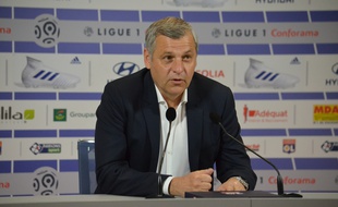 Bruno Genesio, ici lors de sa conférence de presse afin d'annoncer, ce samedi, qu'il ne prolongera pas son aventure sur le banc de l'OL.