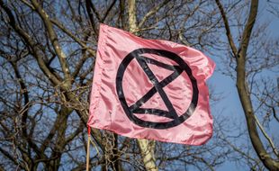 Le drapeau d'Extinction Rebellion lors d'une action à New York en février dernier (photo d'illustration)