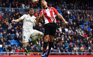 Karim Benzema a inscrit un doublé de la tête contre Bilbao.