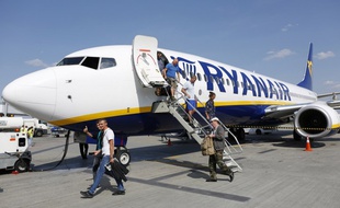 Un avion Ryanair sur le tarmac de l'aéroport de Boryspil en Ukraine.