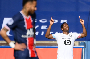 Jonathan David, buteur puis blessé lors de la victoire de Lille à Paris, le 3 avril 2021.
