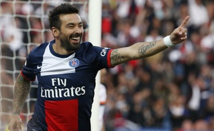 L'attaquant du PSG Ezequiel Lavezzi, le 17 mai 2014 au Parc des Princes contre Montpellier.
