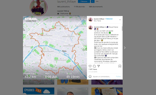 Un marathonien dessine une carte de France lors de ses 42,195 km de course dans les rues de Paris.