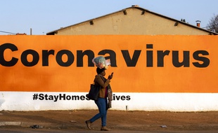 Un message en Afrique du Sud pour prévenir la propagation du coronavirus, le 19 juin 2020.
