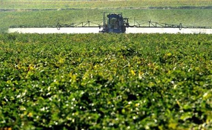 Un agriculteur répand des pesticides dans un champ du nord de la France