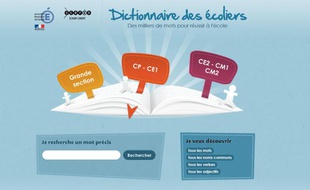Capture d'écran de la page d'accueil du site internet "Le dictionnaire des écoliers"