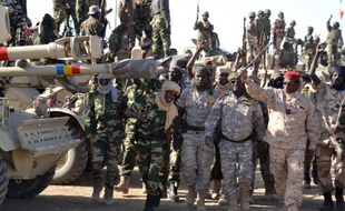 Des soldats tchadiens à Gamboru, lors d'une opération contre Boko Haram, le 1er février 2015 au Nigeria