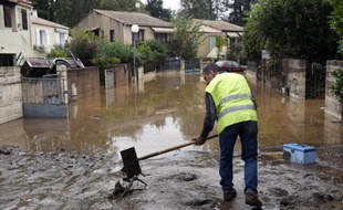 Dégâts dans une des rues de Lamalou-les-Bains (Hérault), le 18 septembre, après les violents orages qui ont frappé le sud de la France