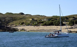 La plage de l'île de Cézembre, au large de Saint-Malo le 18 août 2014