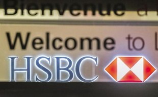 Logo d'HSBC à Lille, dans le nord de la France, photographié le 12 février 2015