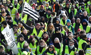 Manifestation de «gilets jaunes» à Morlaix le 2 février 2019.